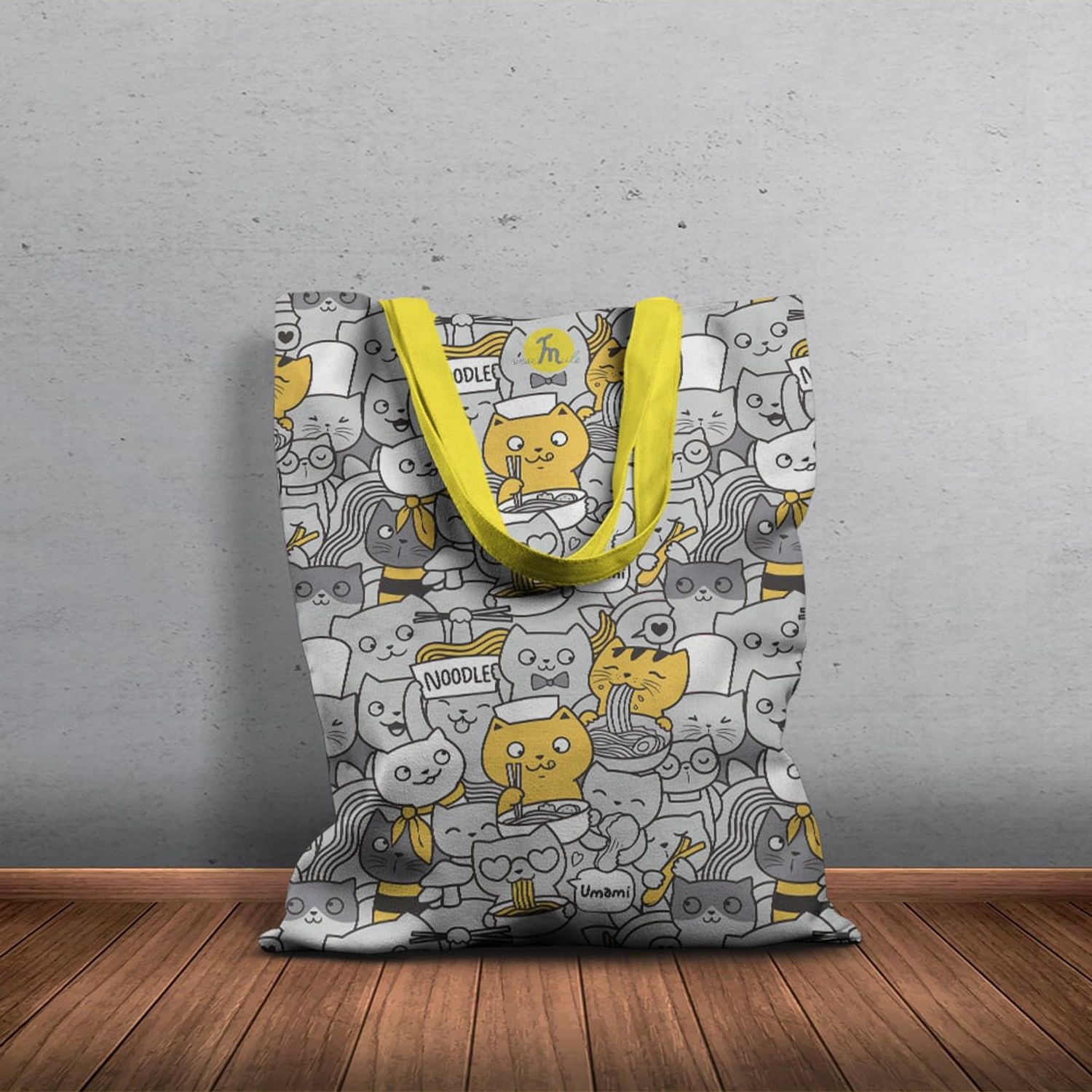 Geanta Handmade Tote Basic, Pisici la Masa, Multicolor, 43x37 cm fotografia produsului View 6 L
