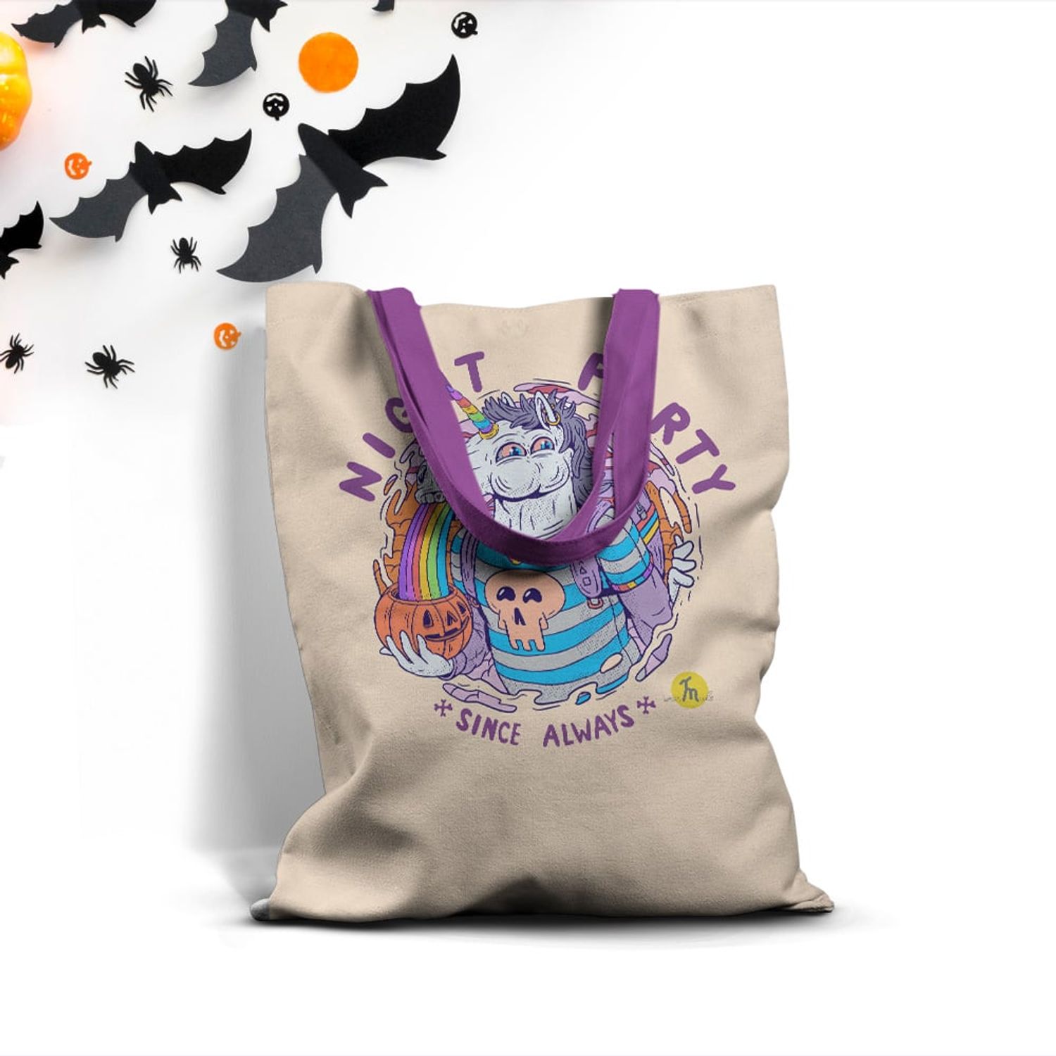 Geanta Handmade Tote Basic, Halloween Night Party Since Always, Multicolor, 43x37 cm fotografia produsului View 5 L