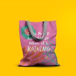Geanta Handmade Tote Basic, Motto Zambind cand Ploua, Multicolor, 43x37 cm fotografia produsului View 3 S