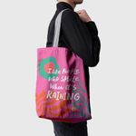 Geanta Handmade Tote Basic, Motto Zambind cand Ploua, Multicolor, 43x37 cm fotografia produsului View 4 S
