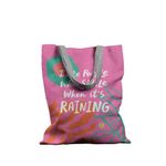 Geanta Handmade Tote Basic, Motto Zambind cand Ploua, Multicolor, 43x37 cm fotografia produsului