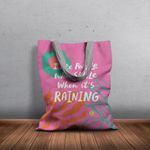Geanta Handmade Tote Basic, Motto Zambind cand Ploua, Multicolor, 43x37 cm fotografia produsului View 6 S