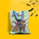 Geanta Handmade Tote Basic, Mulewear, Halloween Pisica la Colindat, Multicolor, 43x37 cm fotografia produsului View 2 S