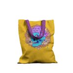 Geanta Handmade Tote Basic, Halloween Pisicuta pe Craniu, Multicolor, 43x37 cm fotografia produsului