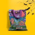 Geanta Handmade Tote Basic, Creaturile din Noaptea de Halloween, Multicolor, 43x37 cm fotografia produsului View 2 S
