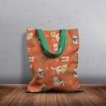 Geanta Handmade Tote Basic, Pisici cu Fular si Fulgi de Nea, Multicolor, 43x37 cm fotografia produsului View 6 S