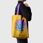 Geanta Handmade Tote Basic, Halloween Pisicuta pe Craniu, Multicolor, 43x37 cm fotografia produsului View 4 S