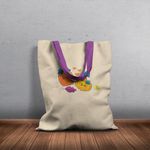 Geanta Handmade Tote Basic, Botanic Plante Dovlecei, Multicolor, 43x37 cm fotografia produsului View 6 S