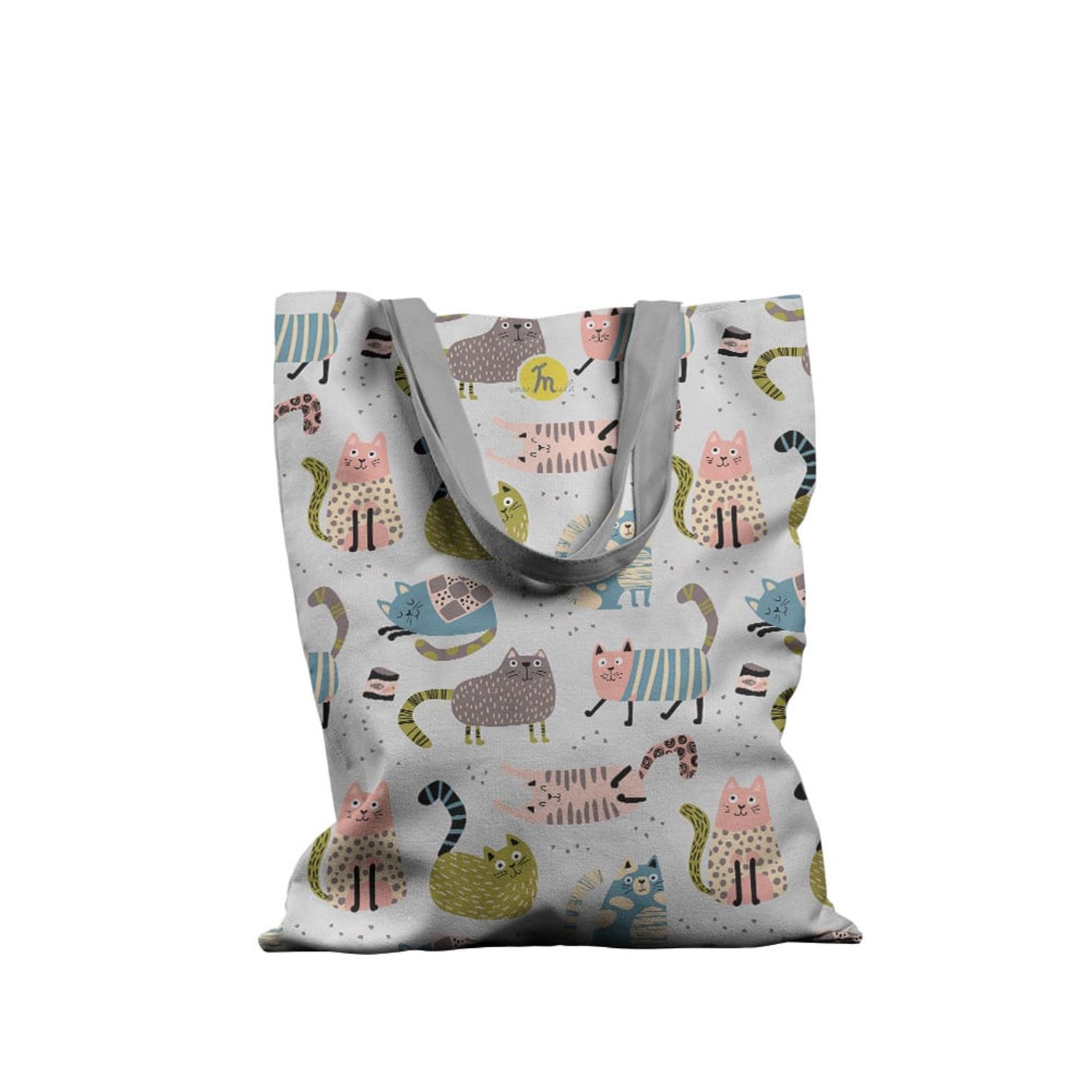 Geanta Handmade Tote Basic, Mulewear, Colaj Pisica de Casa, Multicolor, 43x37 cm fotografia produsului