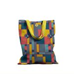 Geanta Handmade, Tote Bag Basic Original Mulewear, Geometric Abstract Desen Color Copii, Child Mumble, Multicolor, 43x37 cm fotografia produsului