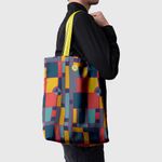 Geanta Handmade, Tote Bag Basic Original Mulewear, Geometric Abstract Desen Color Copii, Child Mumble, Multicolor, 43x37 cm fotografia produsului View 5 S