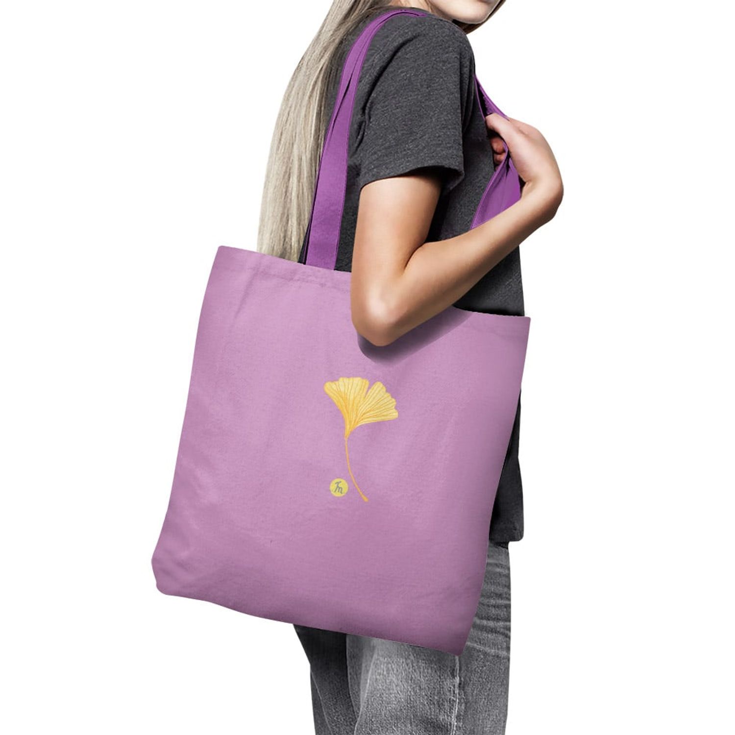 Geanta Handmade Tote Basic, Botanic Plante Floare Yosemite Galbena, Multicolor, 43x37 cm fotografia produsului View 3 L
