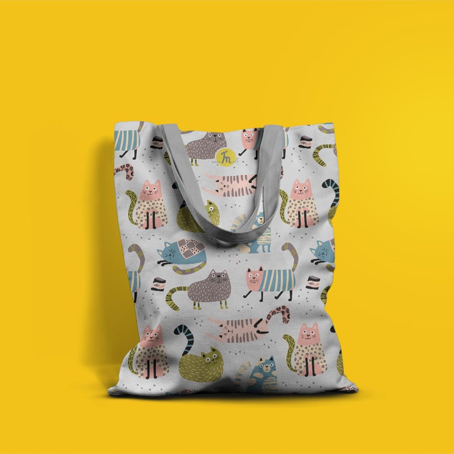 Geanta Handmade Tote Basic, Mulewear, Colaj Pisica de Casa, Multicolor, 43x37 cm fotografia produsului View 6 L