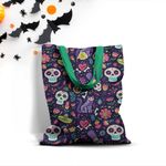 Geanta Handmade Tote Basic, Mulewear, Halloween Colaj infricosator, Multicolor, 43x37 cm fotografia produsului View 3 S