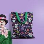 Geanta Handmade Tote Basic, Mulewear, Halloween Colaj infricosator, Multicolor, 43x37 cm fotografia produsului View 4 S