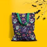 Geanta Handmade Tote Basic, Mulewear, Halloween Colaj infricosator, Multicolor, 43x37 cm fotografia produsului View 2 S