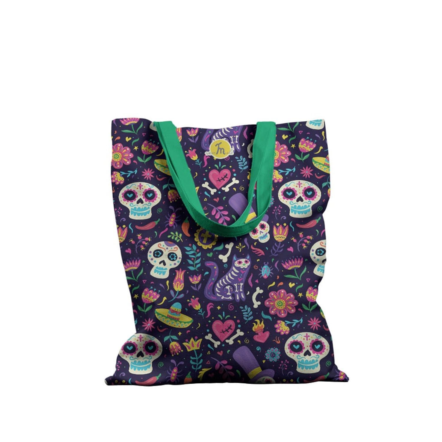 Geanta Handmade Tote Basic, Mulewear, Halloween Colaj infricosator, Multicolor, 43x37 cm fotografia produsului