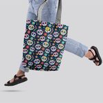 Geanta Handmade Tote Basic, Mulewear, Halloween Masti Cap de Schelet, Multicolor, 43x37 cm fotografia produsului View 3 S