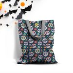 Geanta Handmade Tote Basic, Mulewear, Halloween Masti Cap de Schelet, Multicolor, 43x37 cm fotografia produsului View 4 S