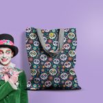 Geanta Handmade Tote Basic, Mulewear, Halloween Masti Cap de Schelet, Multicolor, 43x37 cm fotografia produsului View 5 S