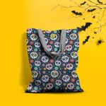 Geanta Handmade Tote Basic, Mulewear, Halloween Masti Cap de Schelet, Multicolor, 43x37 cm fotografia produsului View 2 S