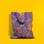Geanta Handmade Tote Basic, Botanic Plante Flori si Mango, Multicolor, 43x37 cm fotografia produsului View 4 S
