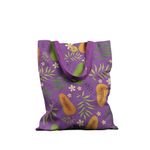 Geanta Handmade Tote Basic, Botanic Plante Flori si Mango, Multicolor, 43x37 cm fotografia produsului