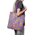 Geanta Handmade Tote Basic, Botanic Plante Flori si Mango, Multicolor, 43x37 cm fotografia produsului View 6 S