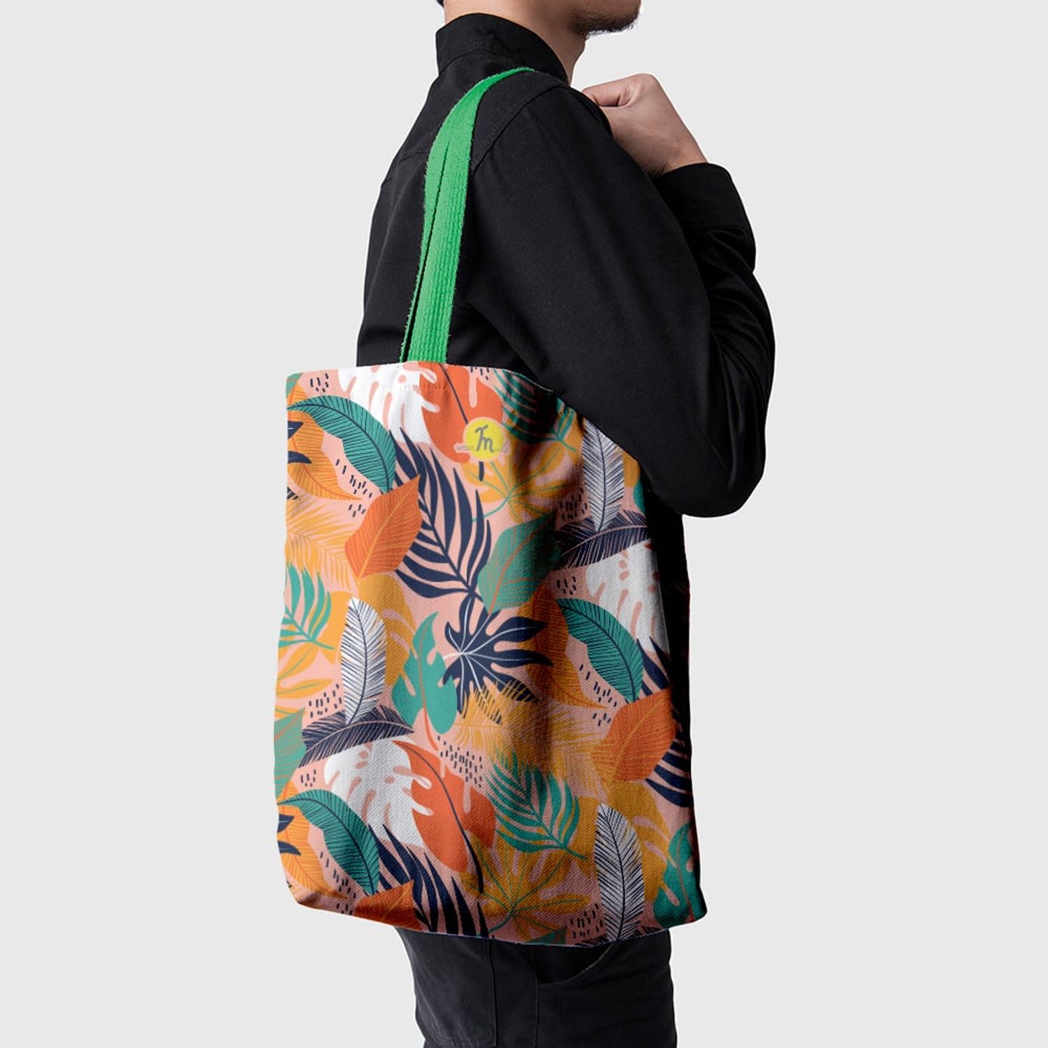 Geanta Handmade Tote Basic, Botanic Plante Frunze de Toamna, Multicolor, 43x37 cm fotografia produsului View 3 L