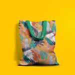 Geanta Handmade Tote Basic, Botanic Plante Frunze de Toamna, Multicolor, 43x37 cm fotografia produsului View 5 S