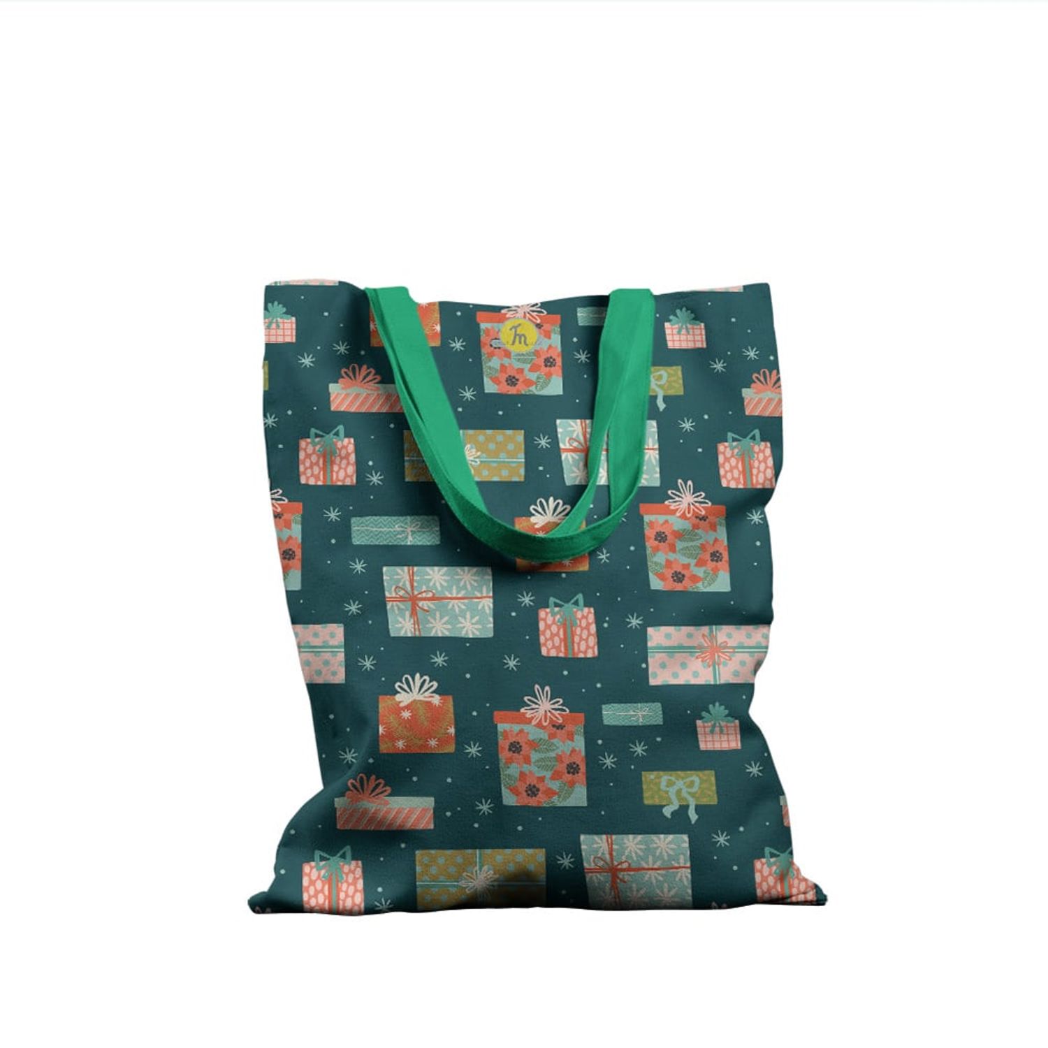 Geanta Handmade Tote Basic, Cadouri pregatite pentru Craciun, Multicolor, 43x37 cm fotografia produsului