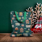 Geanta Handmade Tote Basic, Cadouri pregatite pentru Craciun, Multicolor, 43x37 cm fotografia produsului View 4 S