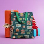 Geanta Handmade Tote Basic, Cadouri pregatite pentru Craciun, Multicolor, 43x37 cm fotografia produsului View 5 S