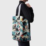 Geanta Handmade, Tote Bag Basic Original Mulewear, Geometric Abstract Matematica, Childhood Math, Multicolor, 43x37 cm fotografia produsului View 3 S