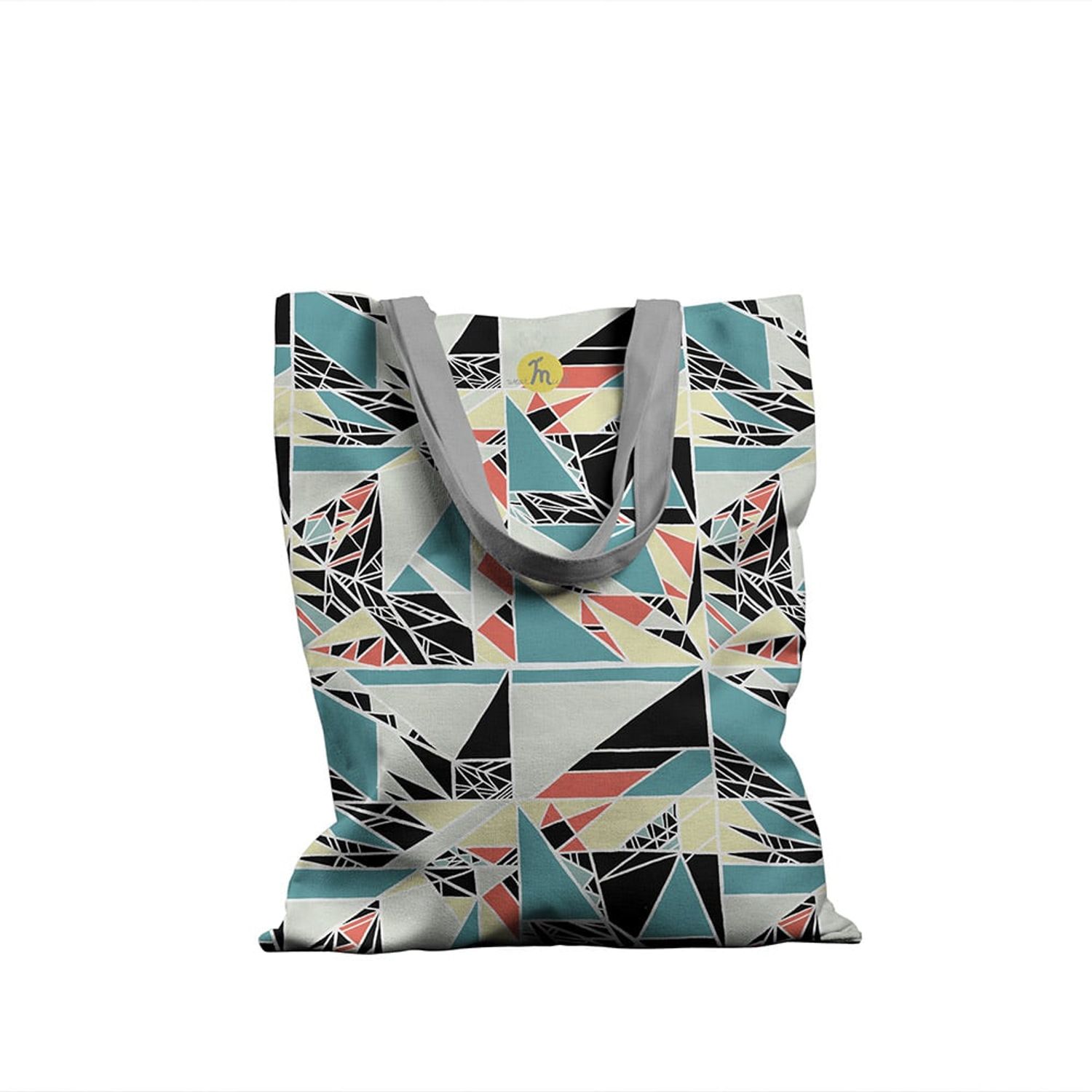 Geanta Handmade, Tote Bag Basic Original Mulewear, Geometric Abstract Matematica, Childhood Math, Multicolor, 43x37 cm fotografia produsului