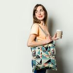 Geanta Handmade, Tote Bag Basic Original Mulewear, Geometric Abstract Matematica, Childhood Math, Multicolor, 43x37 cm fotografia produsului View 2 S