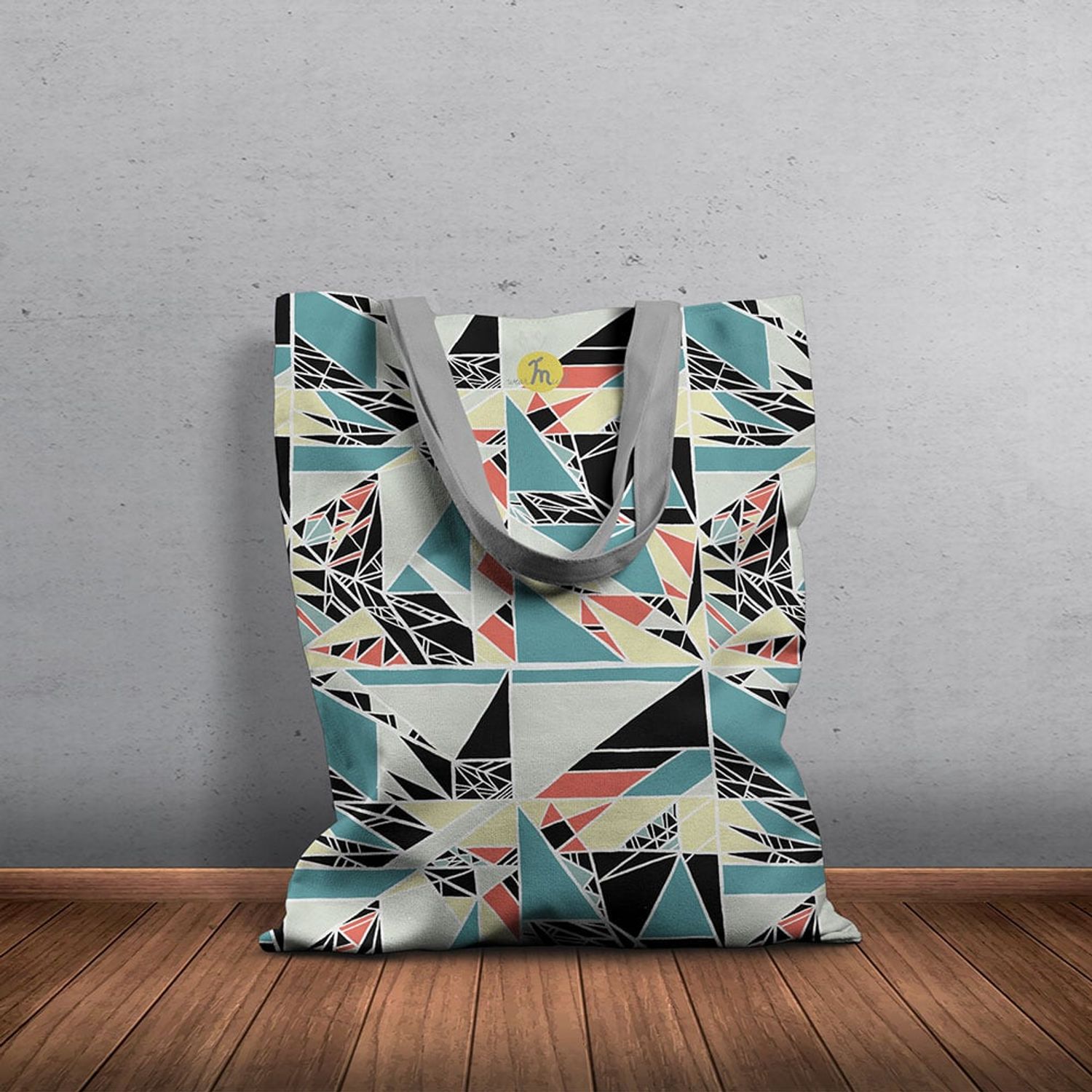 Geanta Handmade, Tote Bag Basic Original Mulewear, Geometric Abstract Matematica, Childhood Math, Multicolor, 43x37 cm fotografia produsului View 5 L