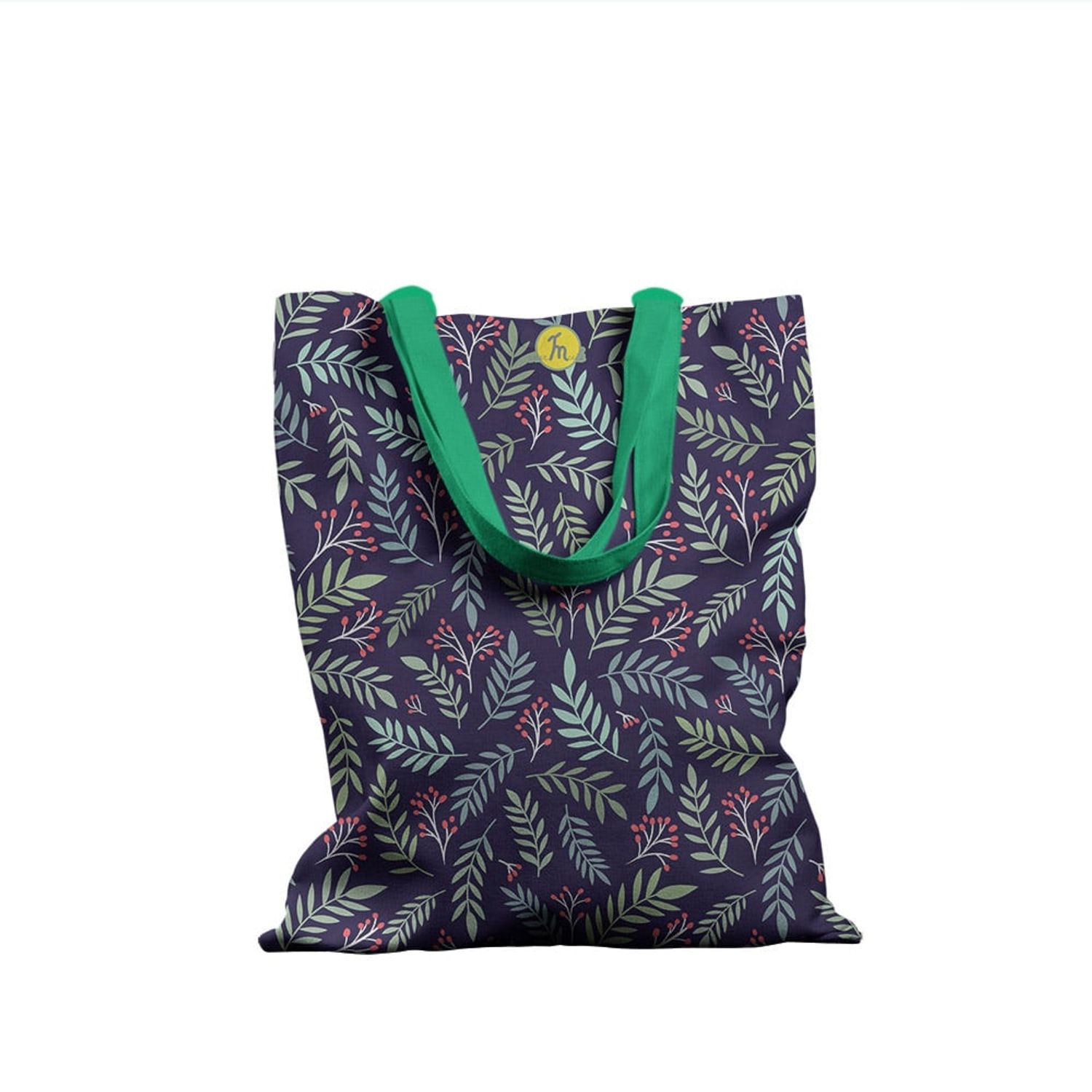 Geanta Handmade Tote Basic, Plante cu Fruncte Rosii, Multicolor, 43x37 cm fotografia produsului
