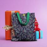 Geanta Handmade Tote Basic, Plante cu Fruncte Rosii, Multicolor, 43x37 cm fotografia produsului View 4 S