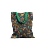Geanta Handmade Tote Basic, Mulewear, Botanic Plante Flori Leopard in Savana, Multicolor, 43x37 cm fotografia produsului