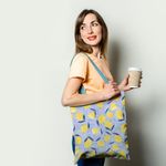 Geanta Handmade Tote Basic, Mulewear, Botanic Plante Flori Lamai Acrisoare, Multicolor, 43x37 cm fotografia produsului View 2 S