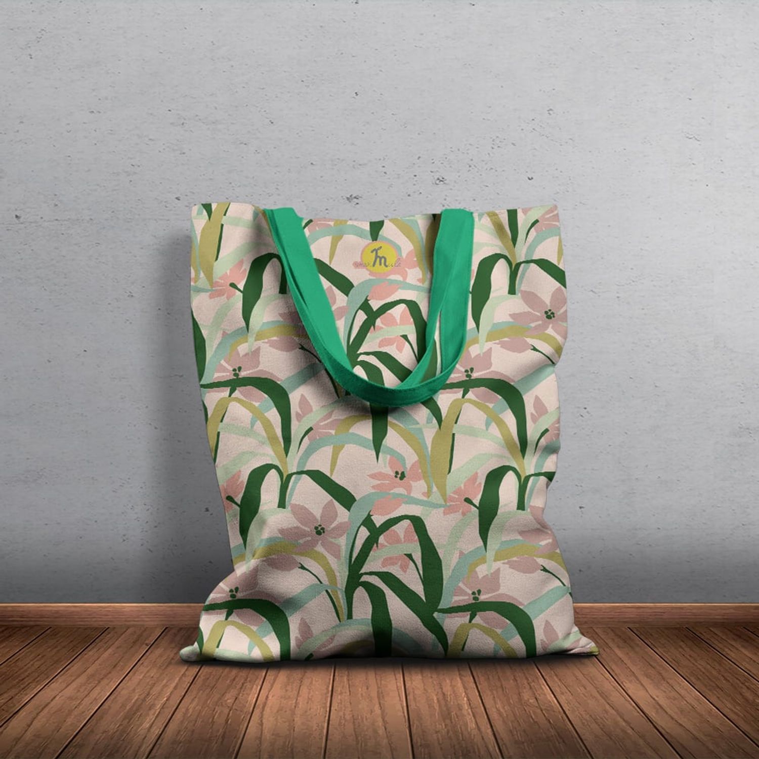 Geanta Handmade Tote Basic, Mulewear, Botanic Plante Flori din Gradina, Multicolor, 43x37 cm fotografia produsului View 5 L
