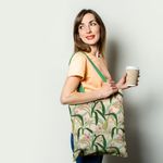 Geanta Handmade Tote Basic, Mulewear, Botanic Plante Flori din Gradina, Multicolor, 43x37 cm fotografia produsului View 2 S