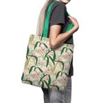 Geanta Handmade Tote Basic, Mulewear, Botanic Plante Flori din Gradina, Multicolor, 43x37 cm fotografia produsului View 6 S