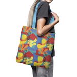 Geanta Handmade Tote Basic, Mulewear, Botanic Plante Flori Cactus Multicolor, Multicolor, 43x37 cm fotografia produsului View 3 S