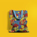 Geanta Handmade Tote Basic, Mulewear, Botanic Plante Flori Cactus Multicolor, Multicolor, 43x37 cm fotografia produsului View 4 S