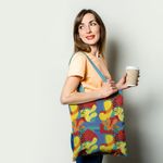 Geanta Handmade Tote Basic, Mulewear, Botanic Plante Flori Cactus Multicolor, Multicolor, 43x37 cm fotografia produsului View 2 S