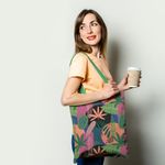 Geanta Handmade Tote Basic, Mulewear, Botanic Plante Flori Extraterestre, Multicolor, 43x37 cm fotografia produsului View 2 S