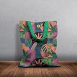 Geanta Handmade Tote Basic, Mulewear, Botanic Plante Flori Extraterestre, Multicolor, 43x37 cm fotografia produsului View 6 S