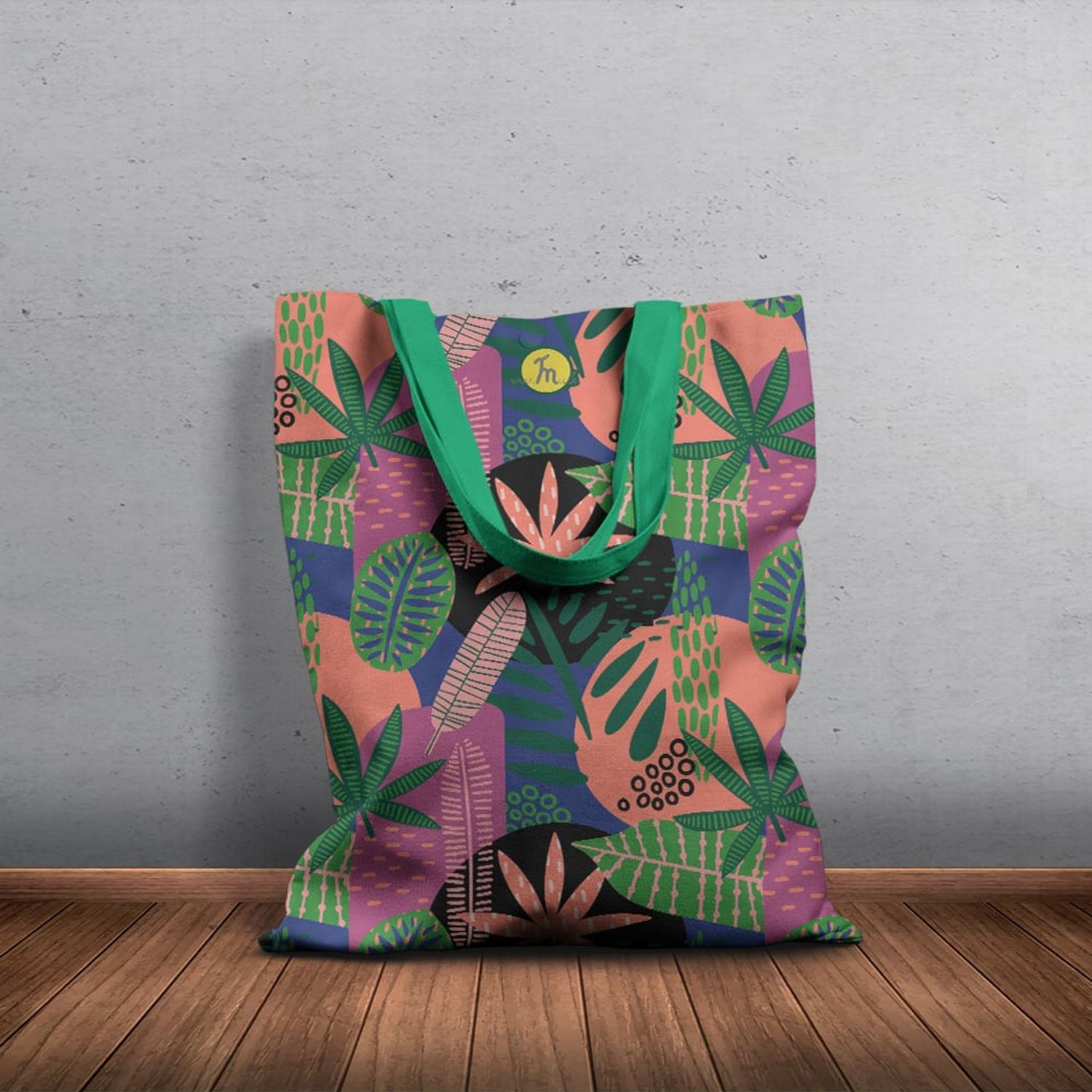 Geanta Handmade Tote Basic, Mulewear, Botanic Plante Flori Extraterestre, Multicolor, 43x37 cm fotografia produsului View 6 L
